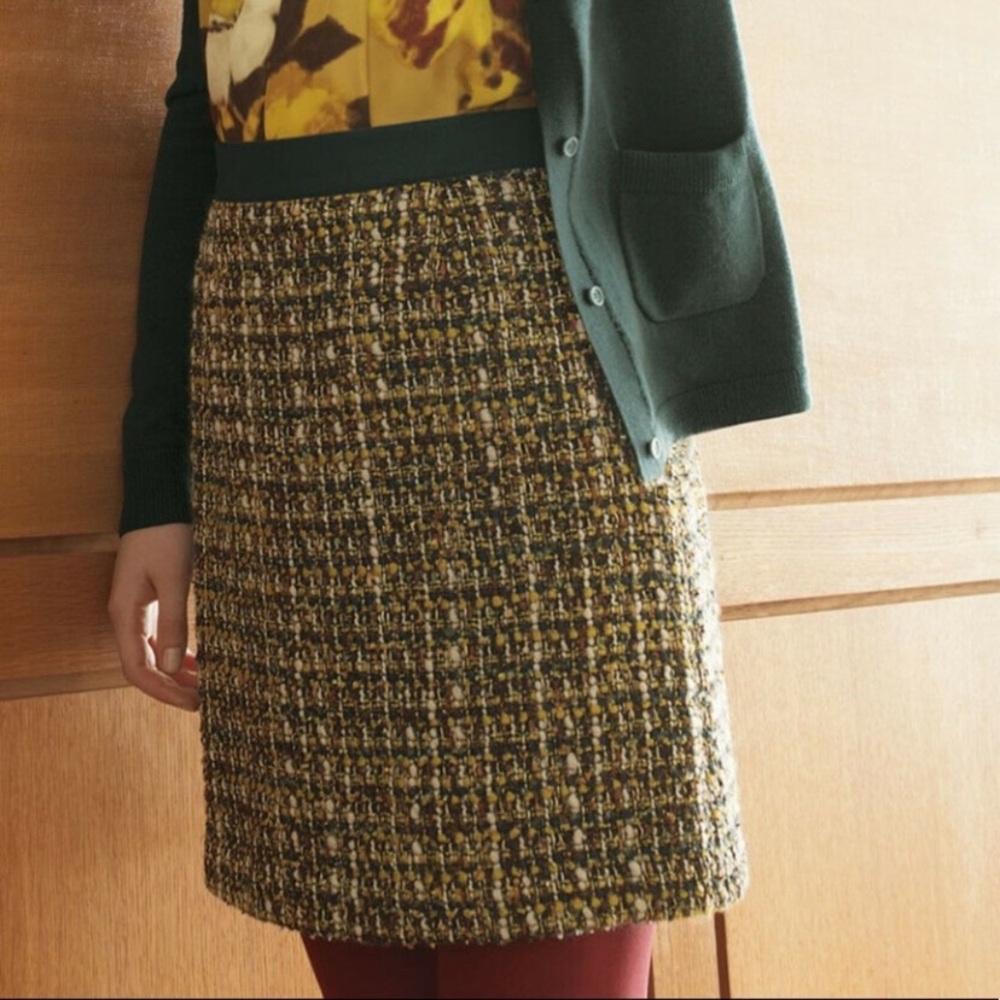 KATE SPADE Kylie Boucle Tweed Skirt in Green